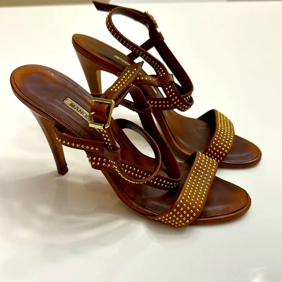 Studded & Strappy Manolo Blahnik Sandals - Picture 1 of 7